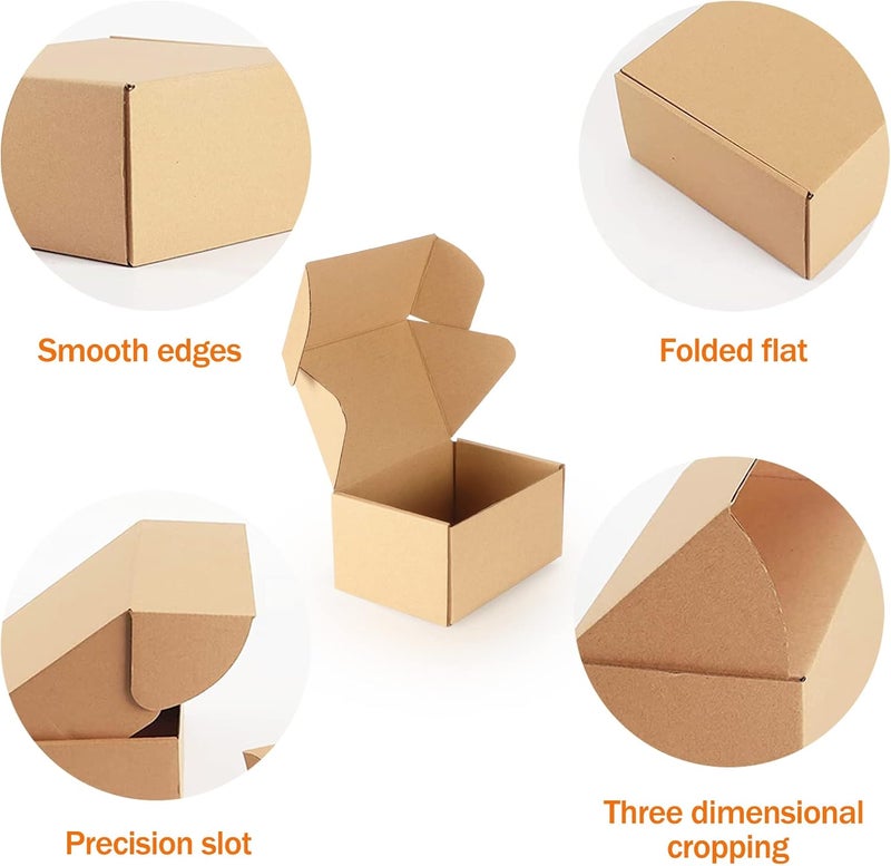 PHAREGE 6x4x3 inch Shipping Boxes Bulk 50 Pack Brown, Tab Lock Tuck Top Mailer Boxes for Packaging Small Business, Small Cardboard Gift Boxes for Wrapping Mailing Present - Image 5